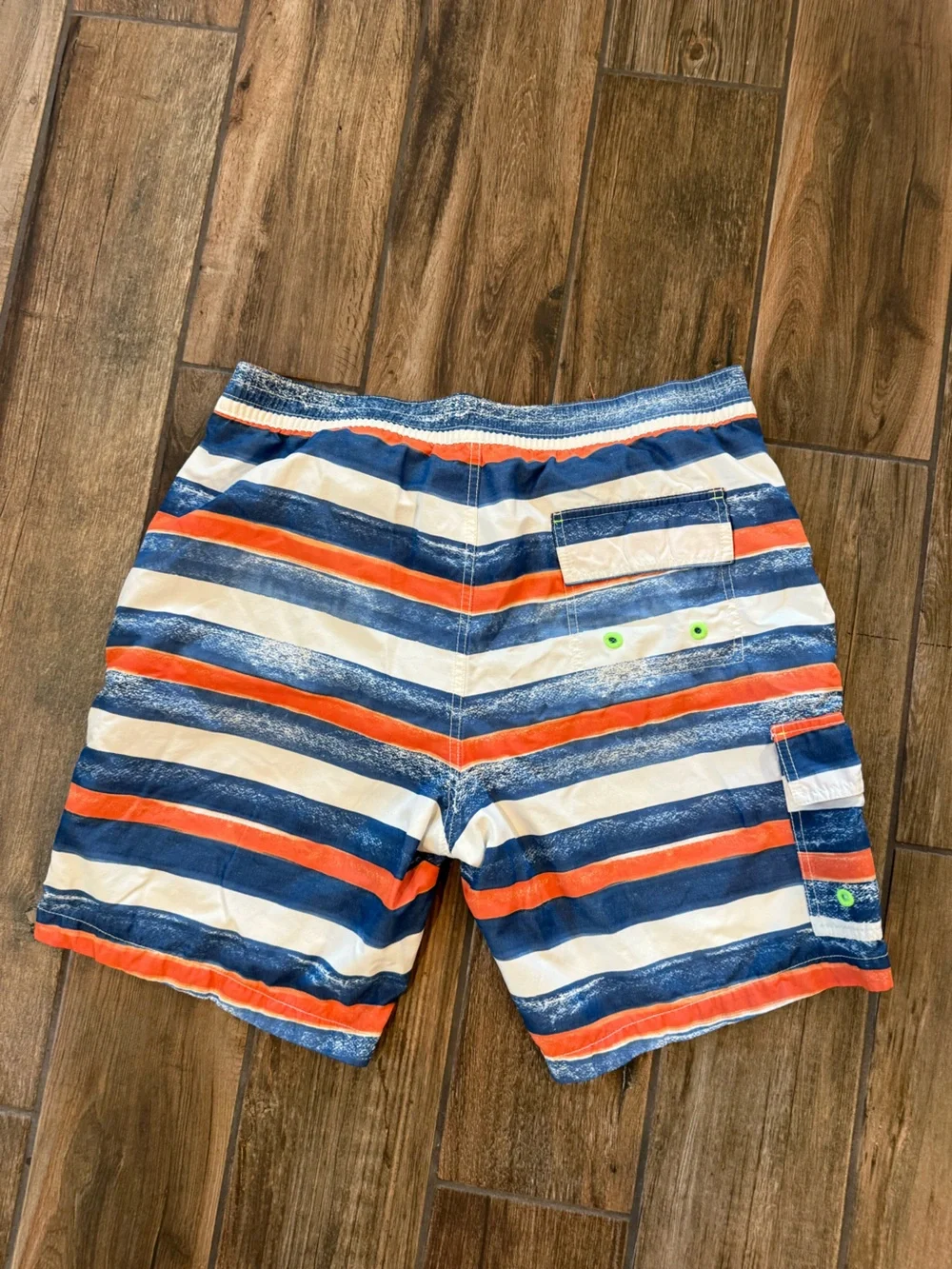 Tommy Bahama Navy, White & Orange Striped Men's Swim Trunks